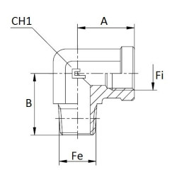Alkūnė 90 laips. T-M 1/4"-1/4"