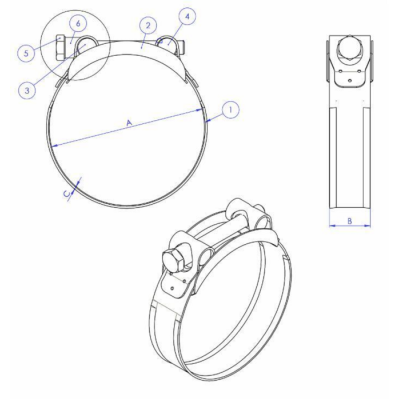 Hose clip Euro W2  240-252